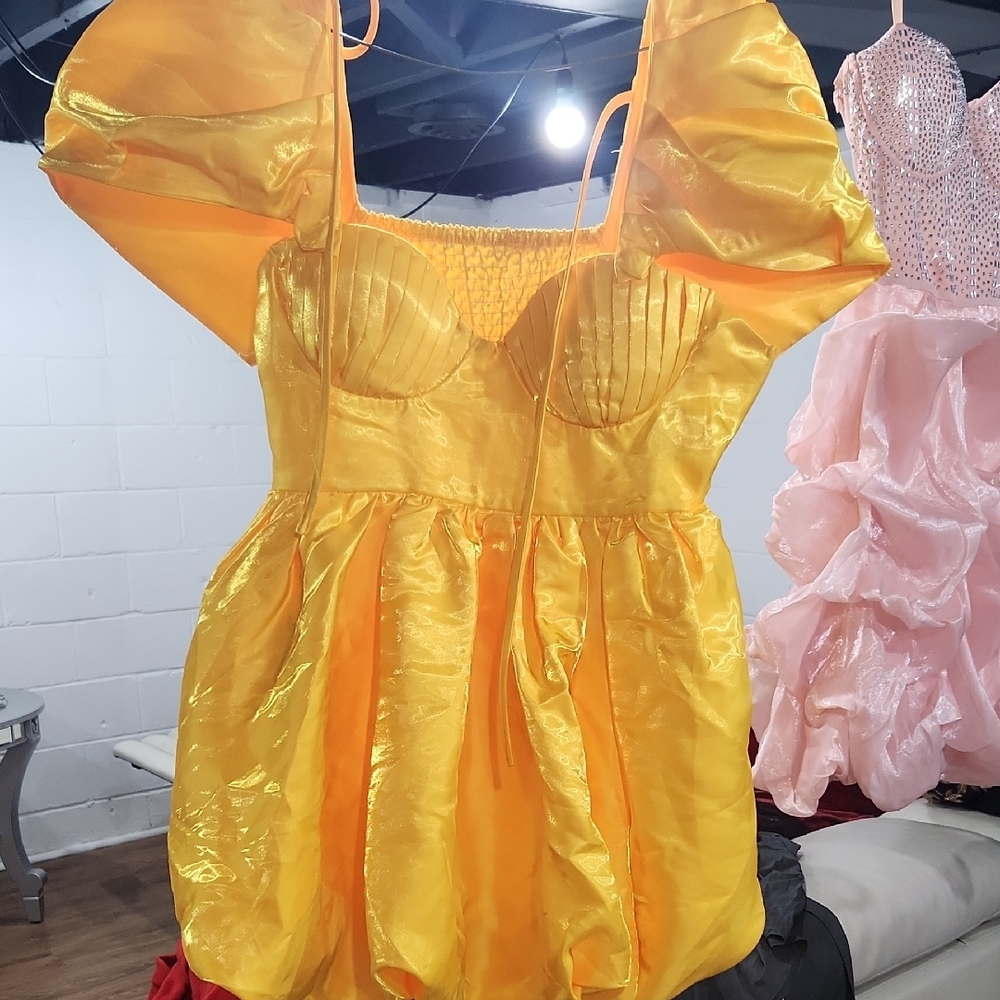 Yellow Satin Women's Intimate Dress